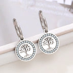 Tree of Life Dangling Hoop Earrings silver