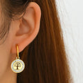 Tree of Life Dangling Hoop Earrings gold