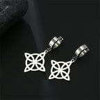 Witch's Knot Protection Wiccan Women’s Silver Dangle Hoop Earrings