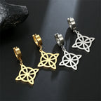 Witch's Knot Protection Wiccan Women’s Gold Dangle Hoop Earrings