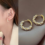 Women's Hoop Earrings with Gold Pearls