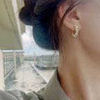 Women's Hoop Earrings with Silver Pearls