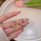 Women's Hoop Earrings with Gold Pearls