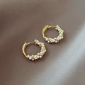 Women's Hoop Earrings with Gold Pearls