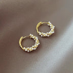 Women's Hoop Earrings with Gold Pearls