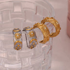 Retro Sun Hoop Earrings silver