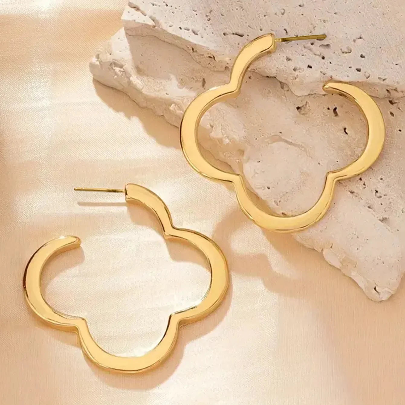 Four-Leaf Clover Hoop Earrings