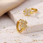 Four-Leaf Clover Zircon Hoop Earrings 
