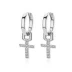 Women’s Cross Hoop Earrings silver