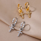 Women’s Cross Hoop Earrings silver