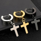 Cross Earrings for Men and Women, Gold Black Silver