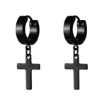 Cross Earrings for Men and Women, Black