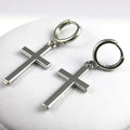 Silver Cross Drop Earrings