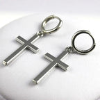 Silver Cross Drop Earrings