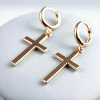 Gold Cross Drop Earrings