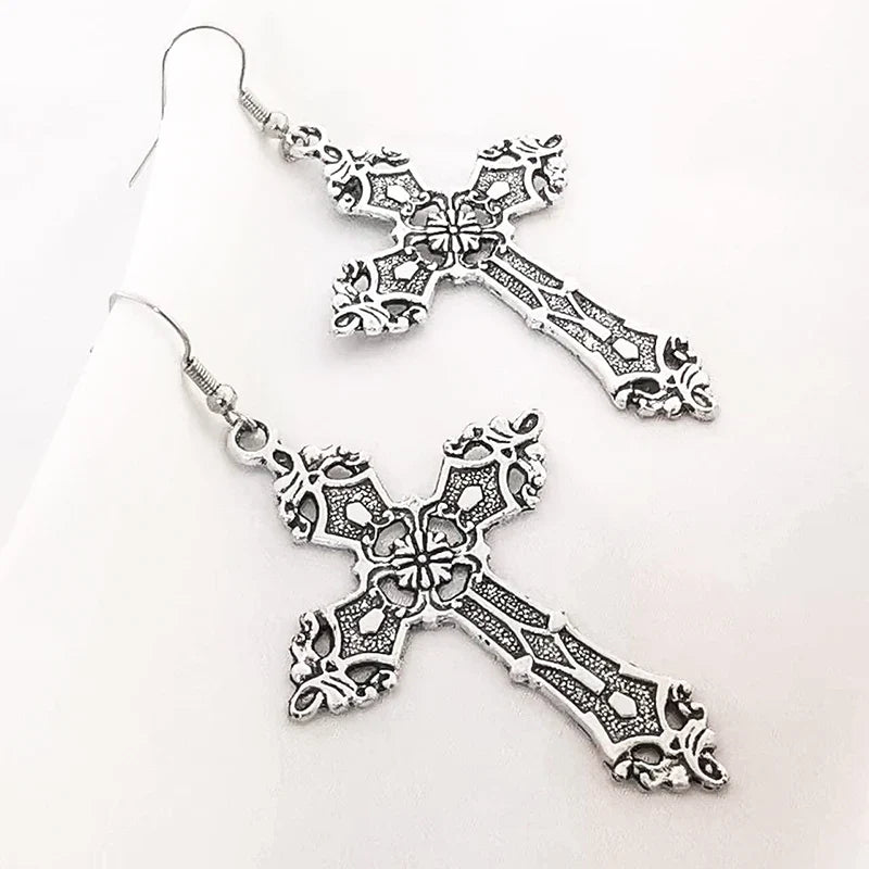 Cross Earrings Gothic Style Women's