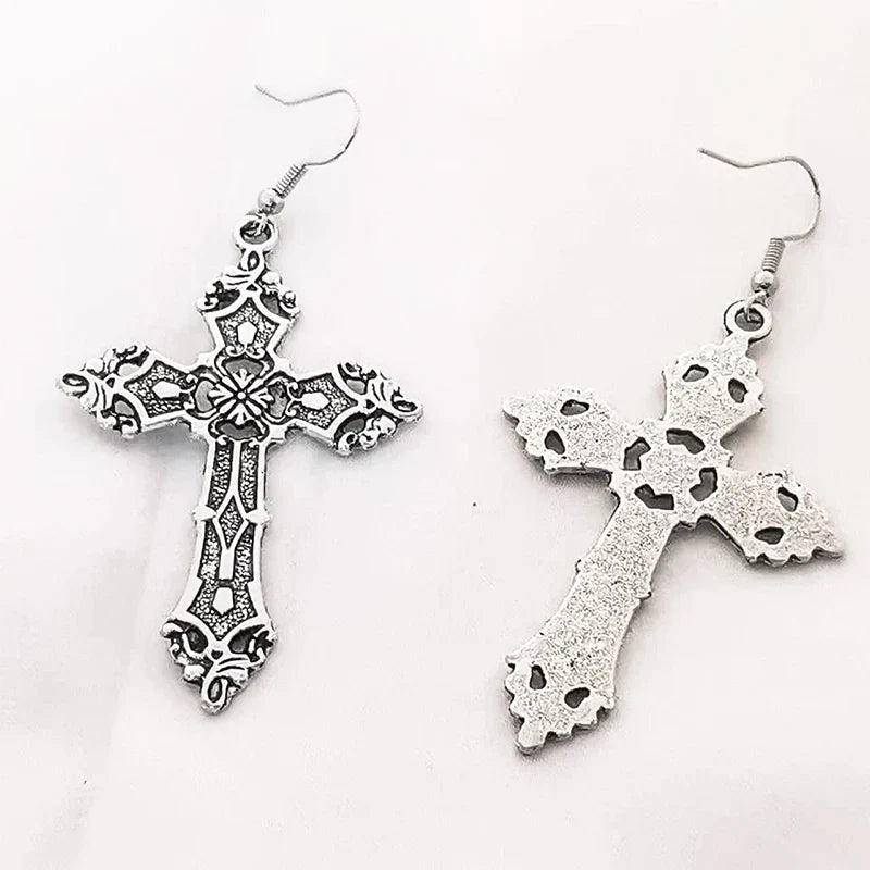 Cross Earrings Gothic Style Women's