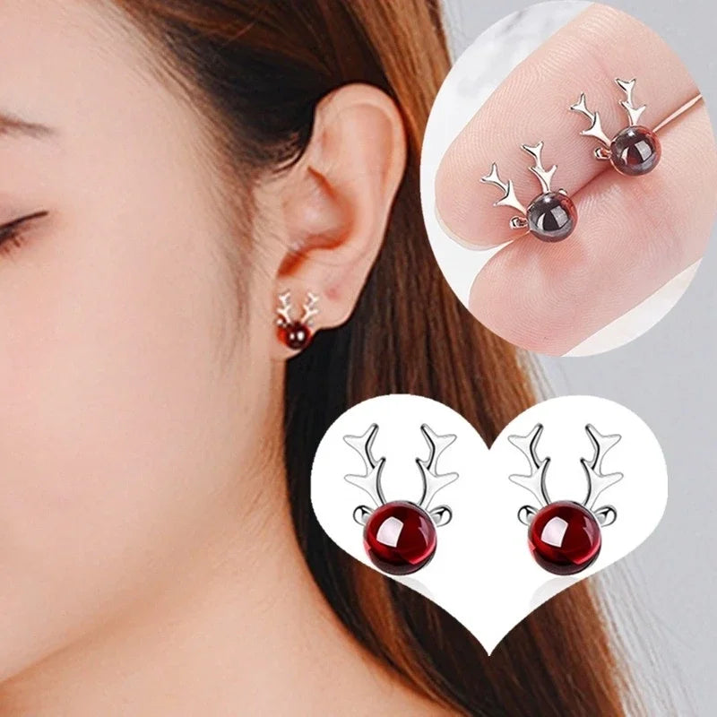 Christmas Stud Earrings Snowflake Reindeer