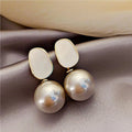 Retro-Style Earrings with White Pearls Beige