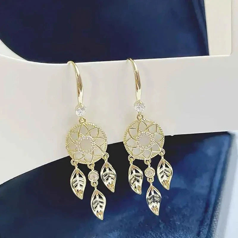 Gold Dream Catcher Earrings or