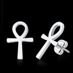 Egypt Ankkh Cross Earrings Men Women Silver