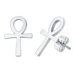 Egypt Ankkh Cross Earrings Men Women Silver