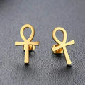 Egypt Ankkh Cross Earrings Men Women Gold