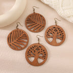 Wooden Tree of Life Dangle Earrings
