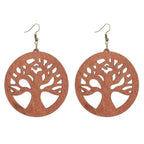 Wooden Tree of Life Dangle Earrings