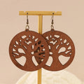 Wooden Tree of Life Dangle Earrings