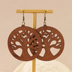 Wooden Tree of Life Dangle Earrings