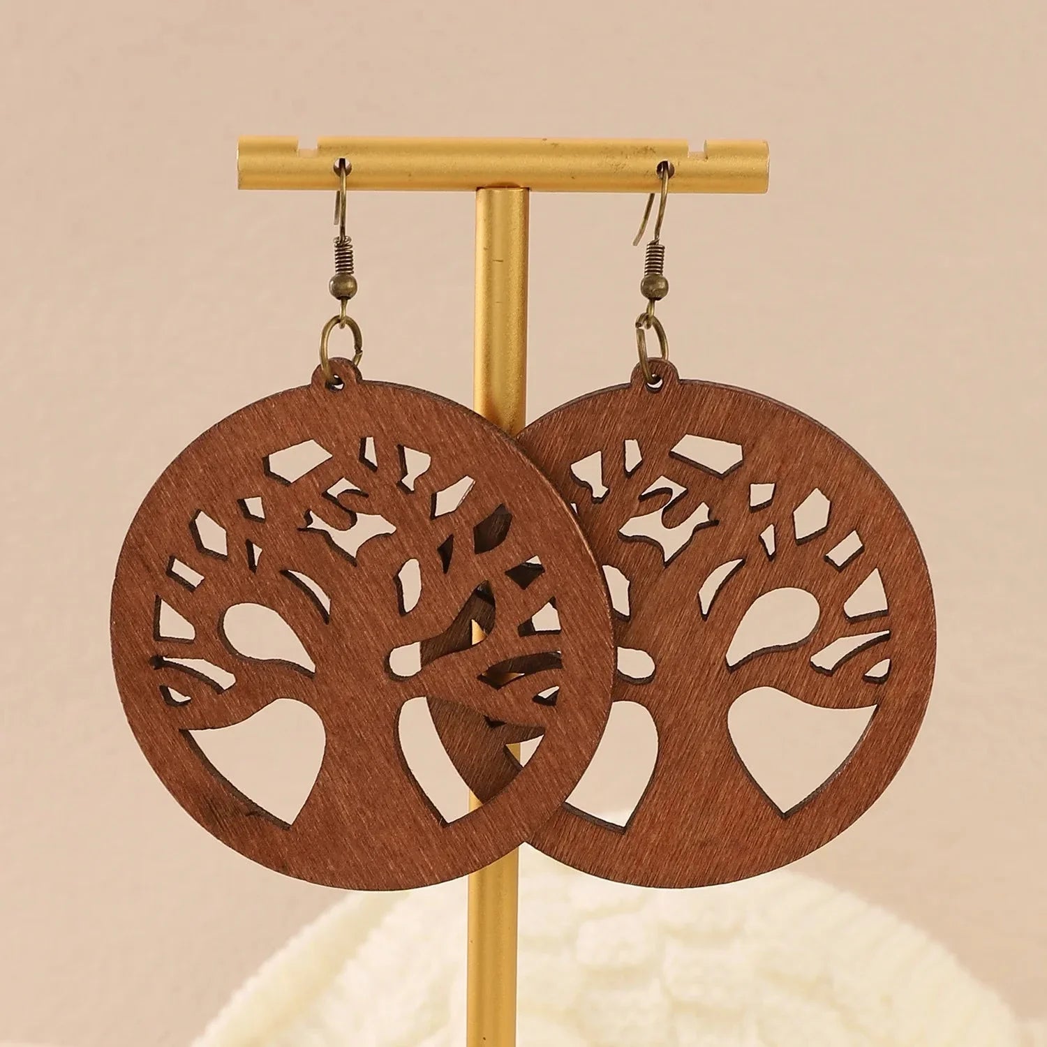 Wooden Tree of Life Dangle Earrings