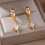 Women's Star and Zircon Hoop Earrings