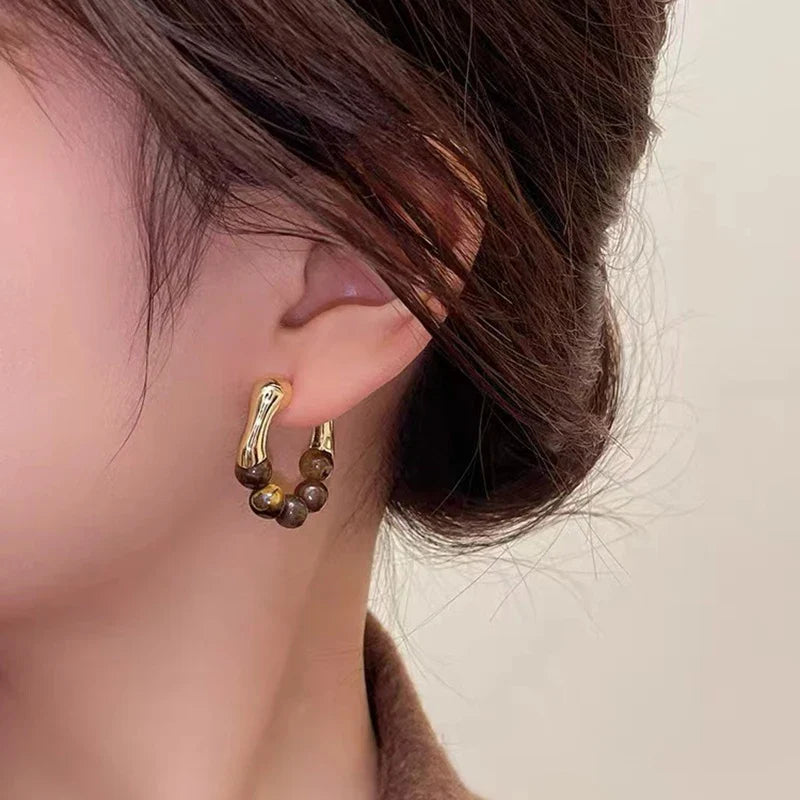 Women’s Hoop Earrings Tiger’s Eye