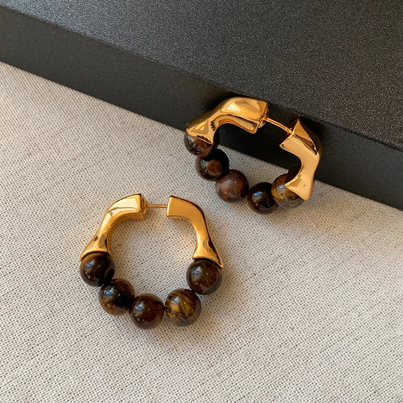 Women’s Hoop Earrings Tiger’s Eye