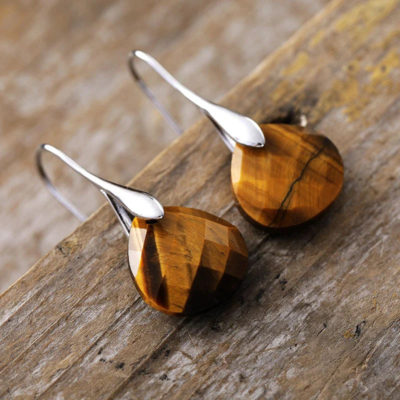 Women's Tiger's Eye Earrings Silver