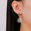 Women’s Dangle Earrings Zen Lotus Flower Silver