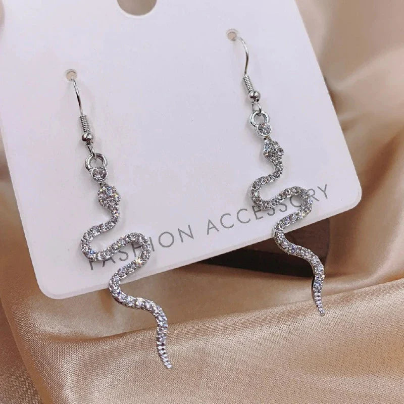 Women's Reptile Snake Earrings silver