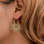 Women's Mandala Flower Gold Earrings