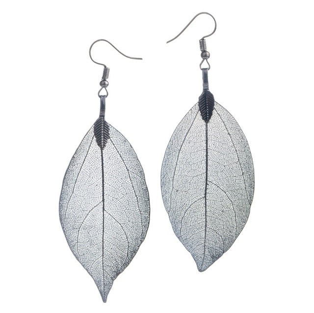 Bohemian Leaf Earrings hematite platedoire