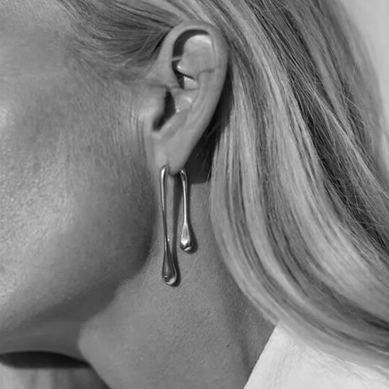 Fine Water Drop Stud Earrings silver