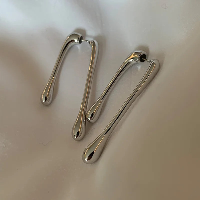 Fine Water Drop Stud Earrings silver