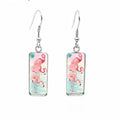 Pink and Blue Flamingo Dangle Earrings