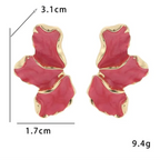 Half-Flower Stud Earrings Red Petals