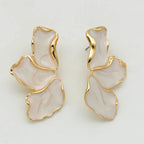 Half-Flower Stud Earrings White Petals