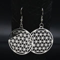 Silver Flower of Life Drop Earrings
