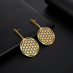 Flower of Life Dangle Earrings Gold
