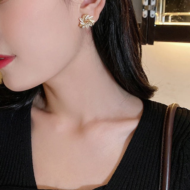Golden Flower Earrings for Women