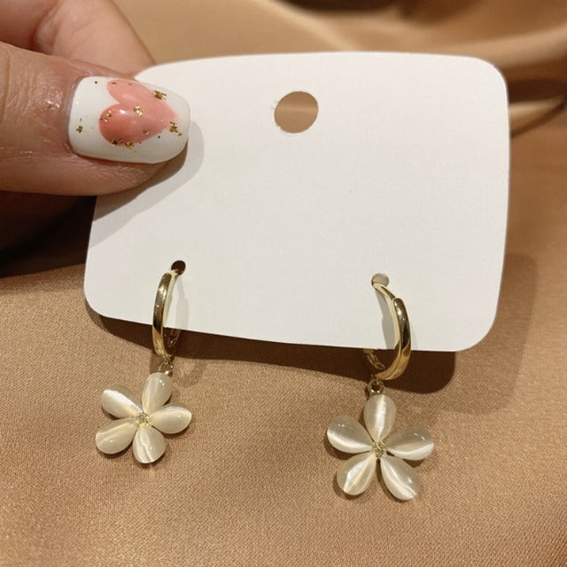 Opal Flower Earrings