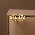 Snowflake Stud Earrings for Women Gold